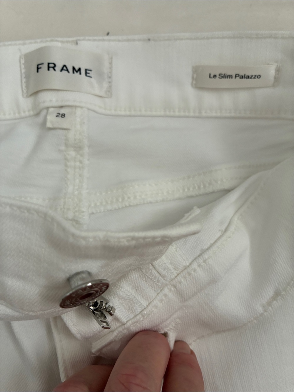 FRAME Le Slim Palozzo White jeans - Picture 3 of 5